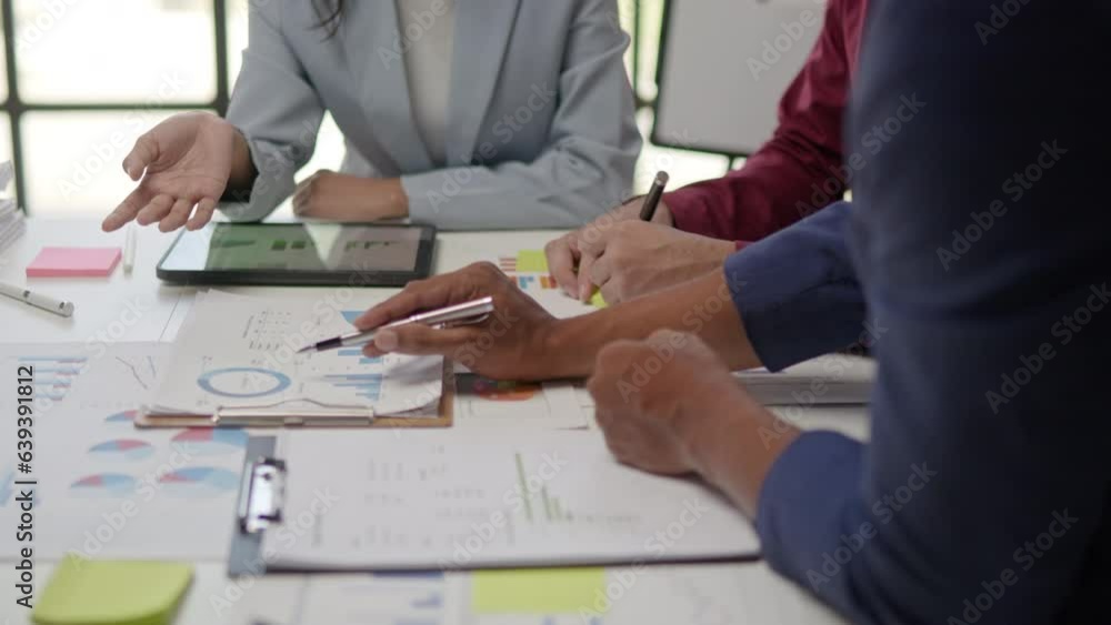 Close up of hands are calculate working and brainstorming about business financial and marketing. 50fps Close up of hands are calculate working and brainstorming about business financial and marketing. 50fps