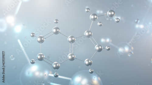 indole-3-carbinol molecular structure, 3d model molecule, antioxidant, structural chemical formula view from a microscope