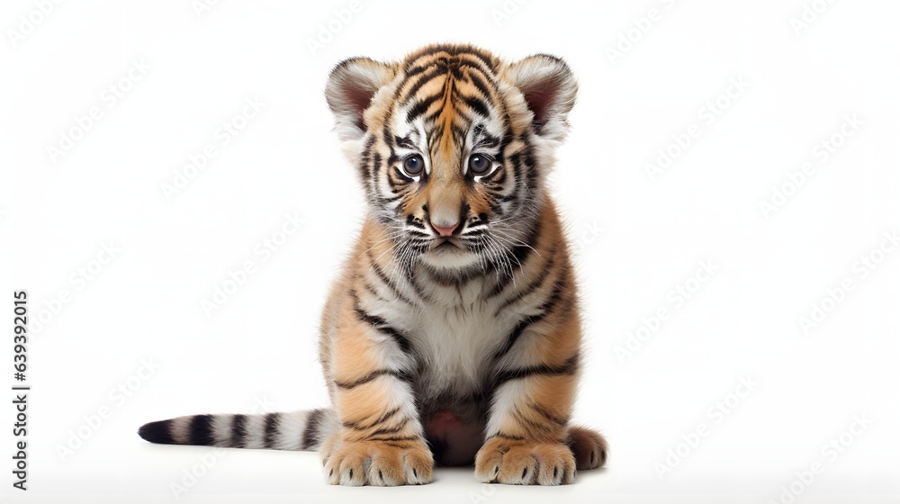 Obraz premium Tiger cub on white background
