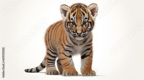 Tiger cub on white background