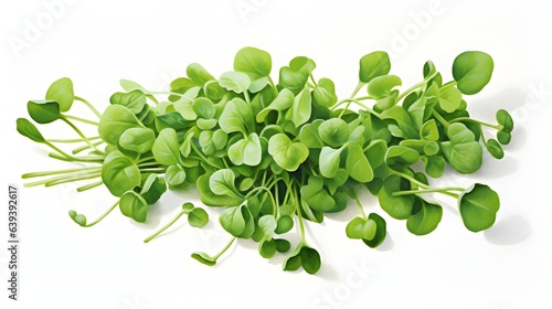 Watercress leaves or yellowcress on white background 