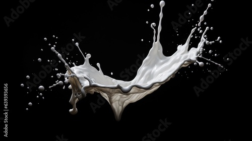  a splash of milk on a black background with a black background. generative ai