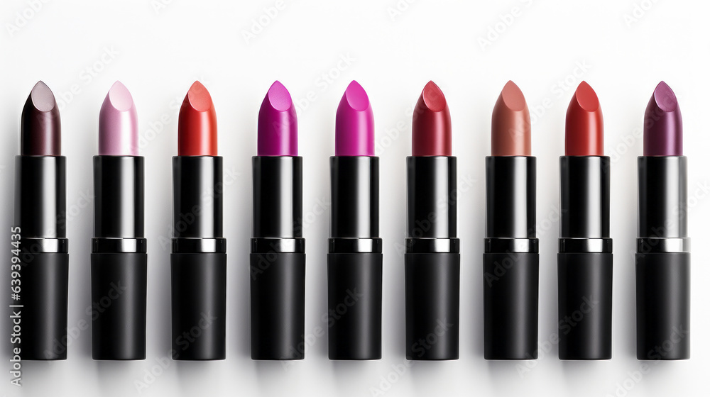 A colorful array of lipsticks on a A colorful array of lipsticks on a