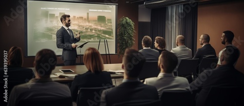Photo of a man delivering a presentation to an engaged audience