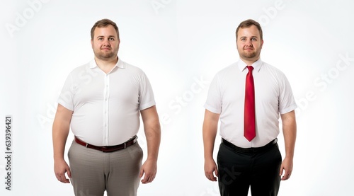 Same man before and after loosing weight, , obesity concept