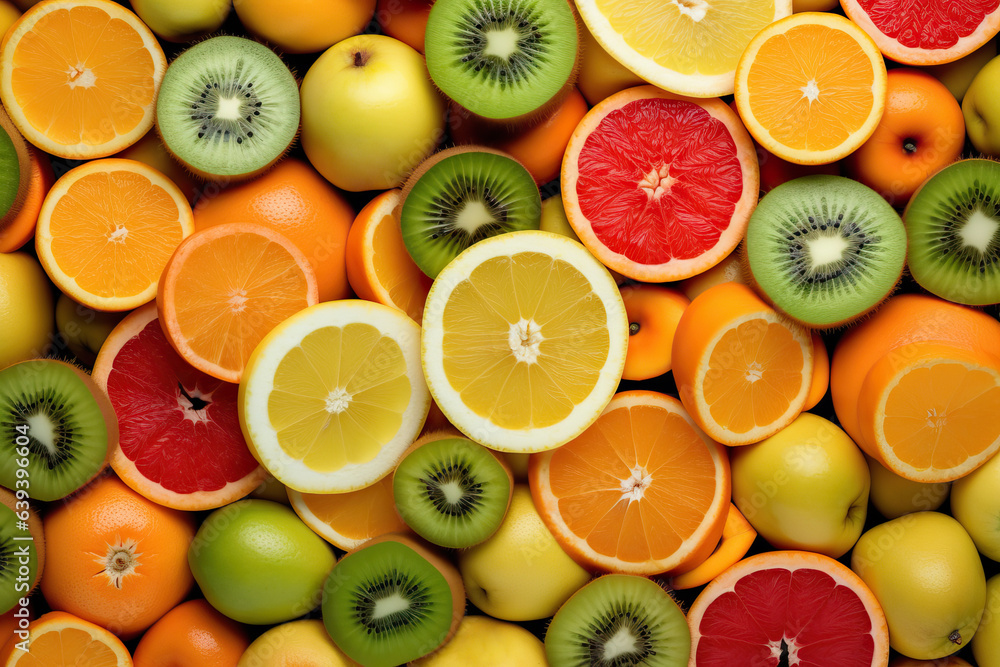 Citrus Medley Texture - Slices of Orange, Lemon, Grapefruit, and Kiwi Citrus Medley Texture - Slices of Orange, Lemon, Grapefruit, and Kiwi