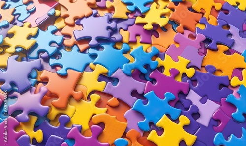 Colorful Puzzle Background on Flat Surface