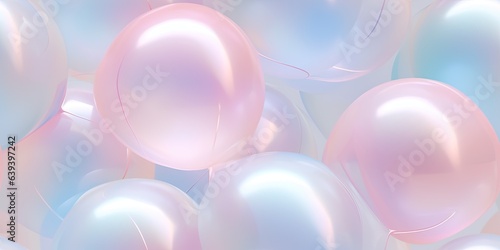 Seamless background of mix sizes iridescent pastel 3d spheres