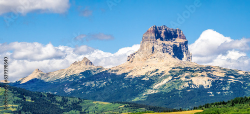 View of Chief Mountain in Glacier National Park. Chief Mountain has been a sacred mountain to the tribes of Native Americans in the US and First Nations in Canada. photo