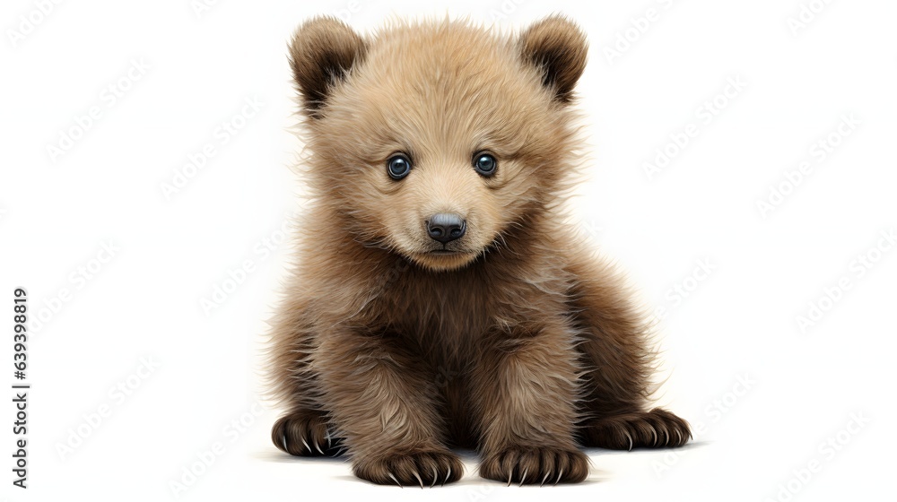 Obraz premium Brown bear cub on a white background