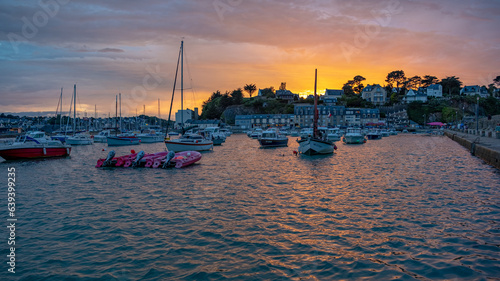 Binic harbour at sunset, Brittany, France