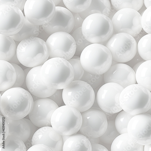 Abstract 3d white background  organic shapes seamless pattern  round pearl spheres texture.