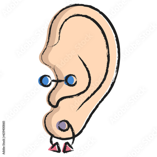 Hand drawn Ear piercing icon