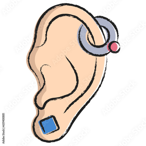 Hand drawn Ear piercing icon