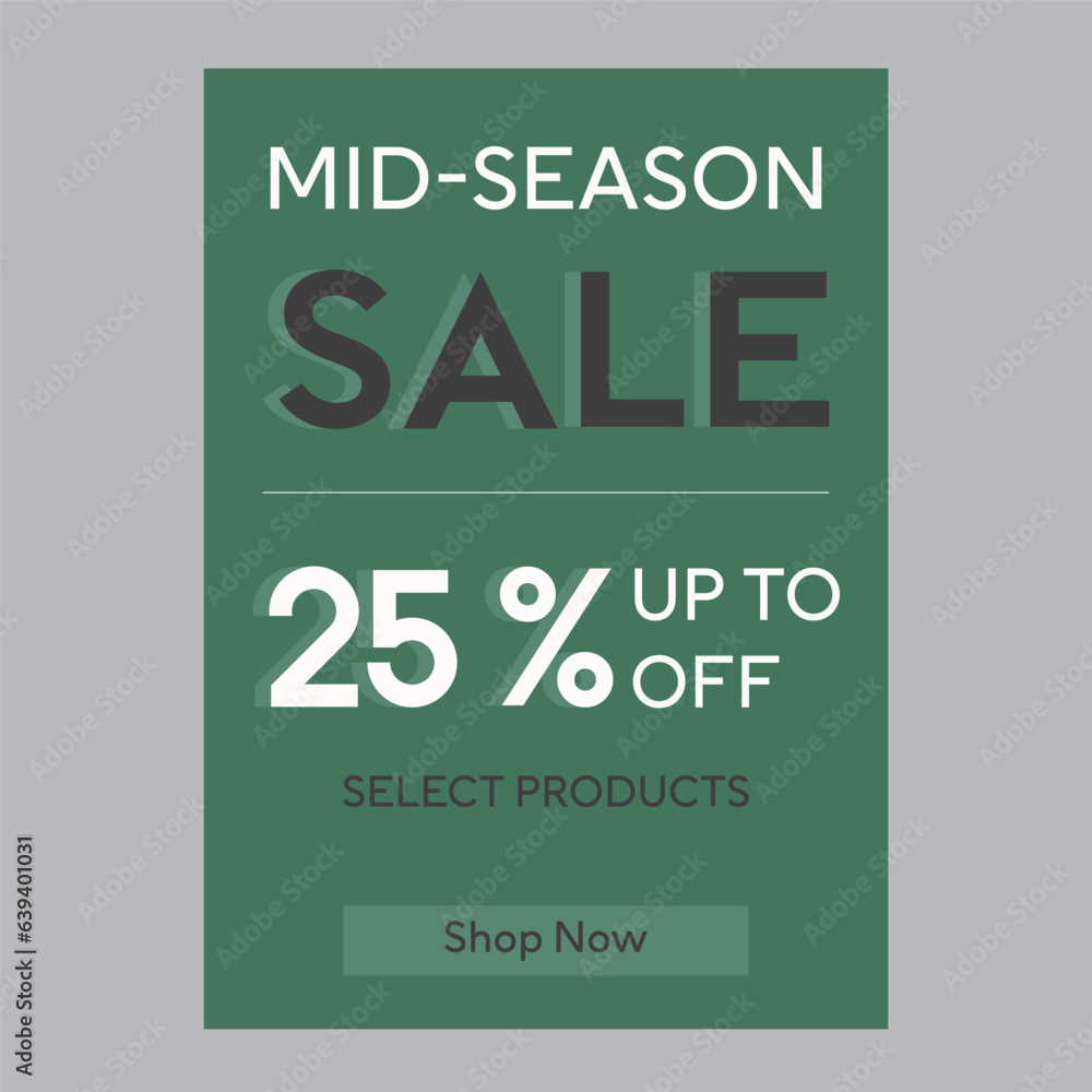 Naklejka premium Mid season sale 25% off discount promotion poster