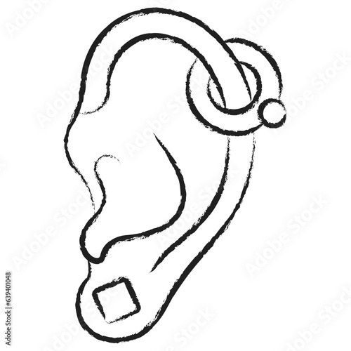 Hand drawn Ear piercing icon