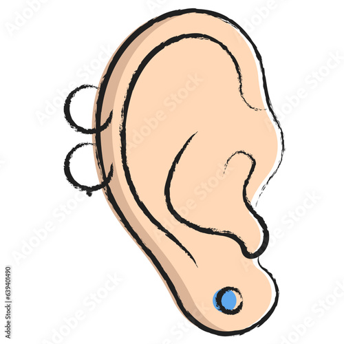 Hand drawn Ear piercing icon