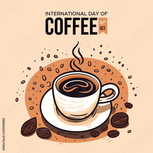 Hand drawn style international day of coffee