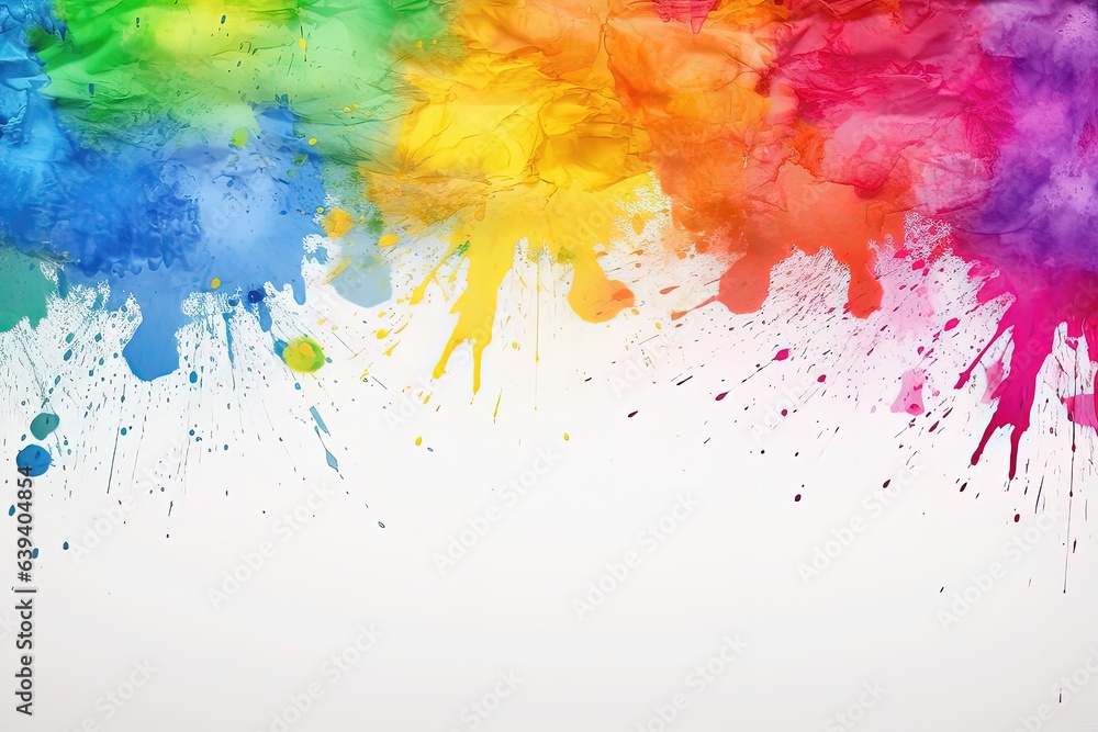 Fototapeta premium Colorful splashes of watercolor paint on a white background