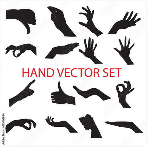 Hands poses. male and Female hand holding and pointing gestures, fingers crossed, fist, peace and thumb up. Cartoon human palms and wrist vector set. 