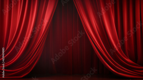 A red curtain against a black background