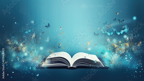 Open book. Web banner with copy space