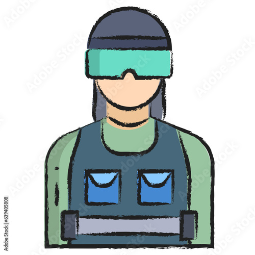 Hand drawn Riot Police icon