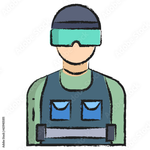 Hand drawn Riot Police icon