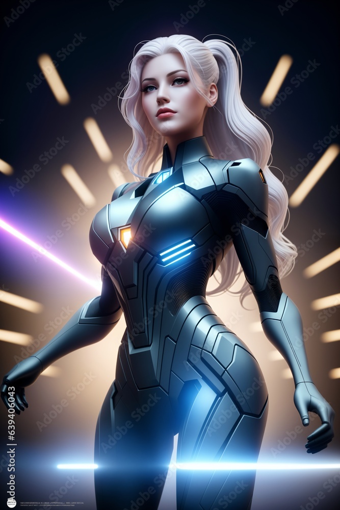 Beautiful woman astronaut in modern spacesuit Beautiful woman astronaut in modern spacesuit
