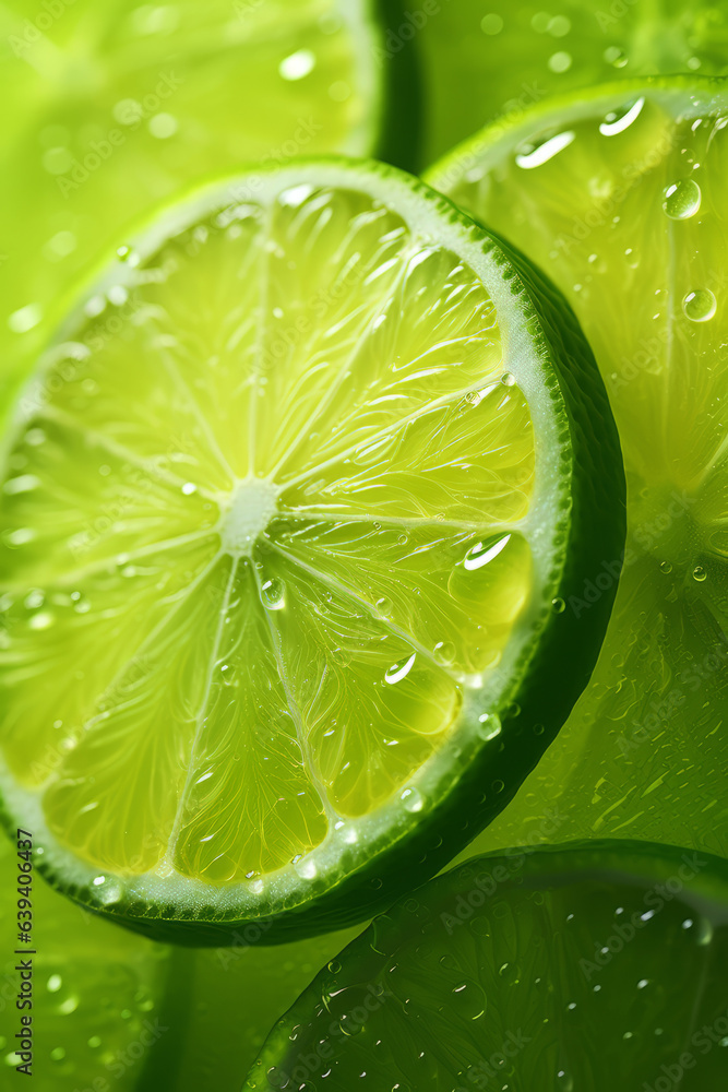 Juicy lime slices with green and blurring background Juicy lime slices with green and blurring background