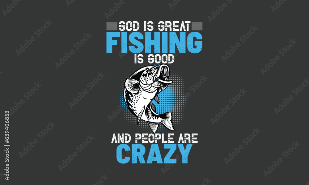 A funny cartoon crazy fish. Cheerful vector character. Humorous