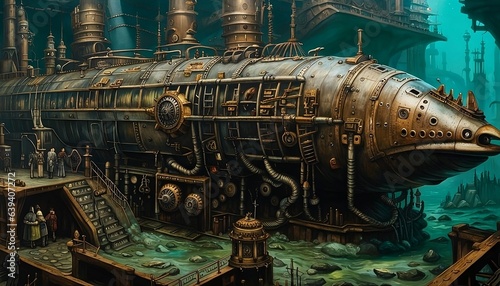 sub submarine, steam punk, steampunk underwater