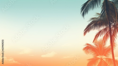 Palm tree, sky. Web banner with copy space © Artyom