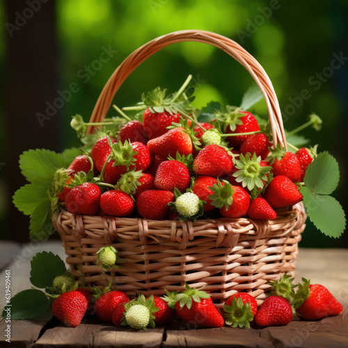  A basket of juicy strawberries freshly picked
