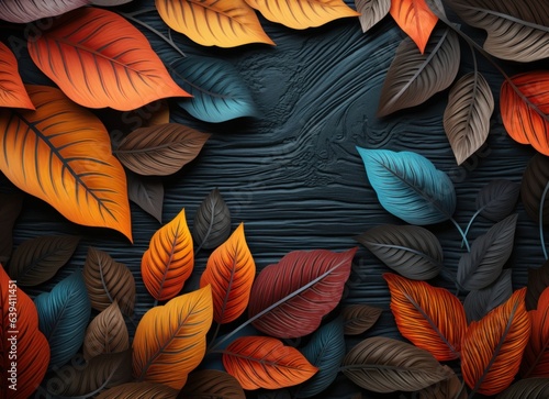 Autumn leaves rustic background