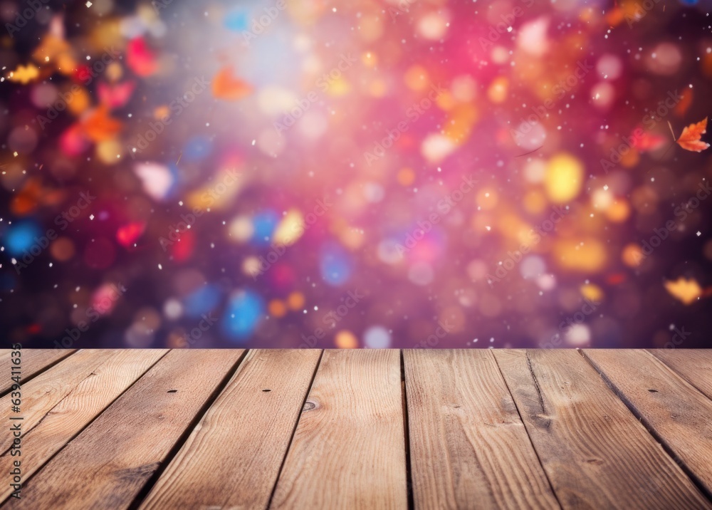 Autumn background with empty wooden table Autumn background with empty wooden table