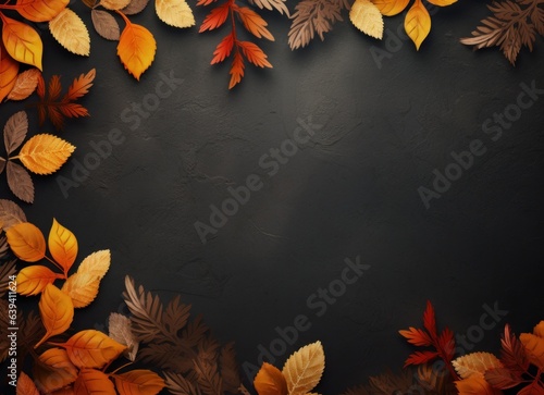 Autumn leaves rustic background