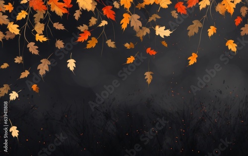 Autumn background with falling leaves