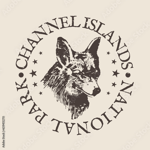 Channel Islands, Beach, CA, USA Silhouette Postal Passport. Stamp Round Vector Icon. Design Travel Postmark. 