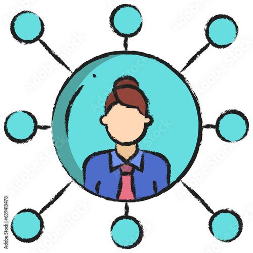 Hand drawn Network Woman icon