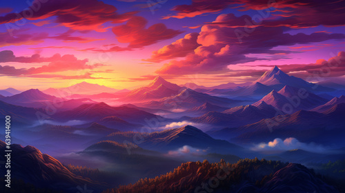 A breathtaking sunset over majestic mountains © LabirintStudio