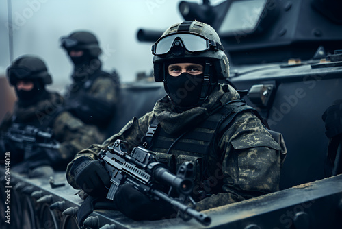 Ukrainian soldiers. Photos that are demonstrating their force and pride. generative AI