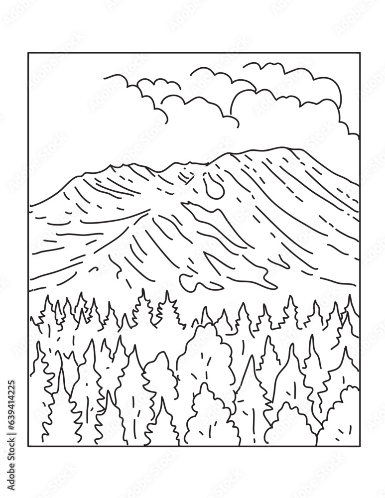 Mono line illustration of Mount St. Helens within Mount St. Helens