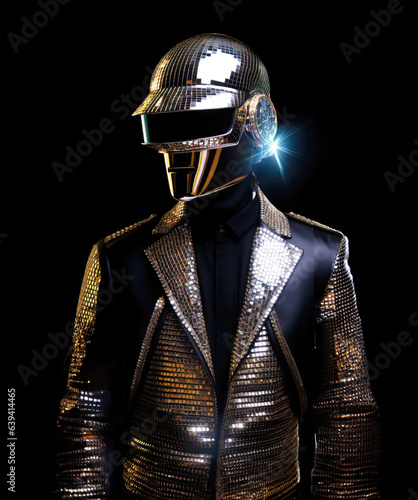 A Futuristic cyber helmet inspired by disco funk electronic music Cyberspace Augmented Reality photo
