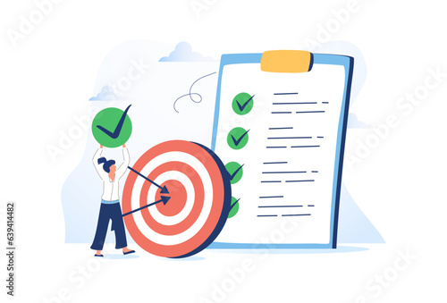 Tiny people developing self control system isolated flat vector illustration. Metaphor of target and goal achievement