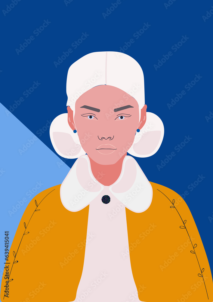 Illustration of a person in a coat. Women illustration, 2d art. 