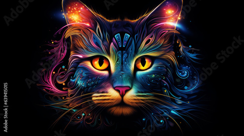 A vibrant cat with mesmerizing glowing eyes