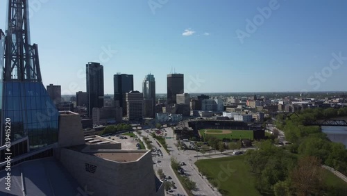 Aerial view of Winnipeg in Canada with buildings and streets