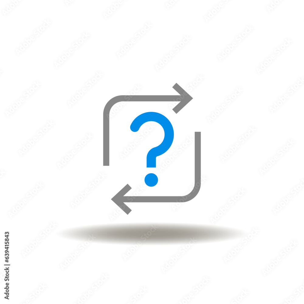 Vector illustration of question mark with cycling arrows of process. Symbol of FAQ, call center. Icon of support service. Vector illustration of question mark with cycling arrows of process. Symbol of FAQ, call center. Icon of support service.
