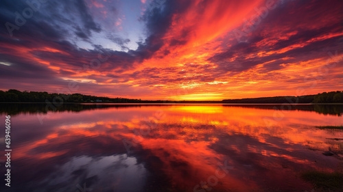 sunset over the lake, Generative IA © JosCarlos